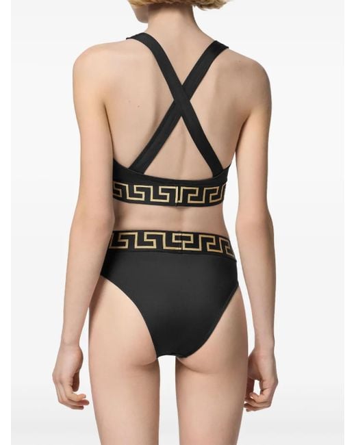 Versace Black Greca Border Bikini Top