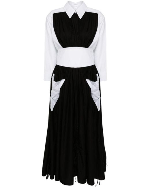 BATSHEVA Black Goldie Tow-tone Cotton Midi Dress