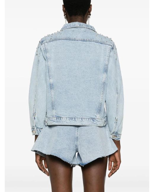 Ana Radu Blue Crystal-Embellished Denim Jacket