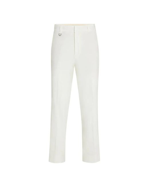 Paolo Pecora White Stretch-Linen Loose-Fit Chino Trousers for men