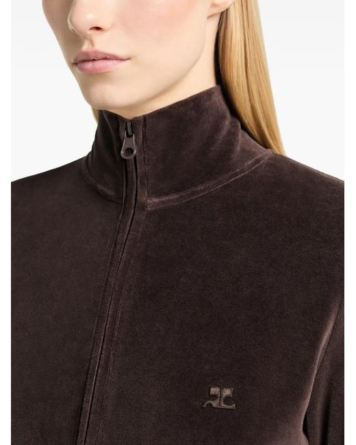 Courreges Black Velvet Zip-Up Track Jacket