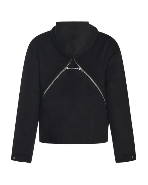 HELIOT EMIL Black Lasing Zip-Up Hooded Jacket for men