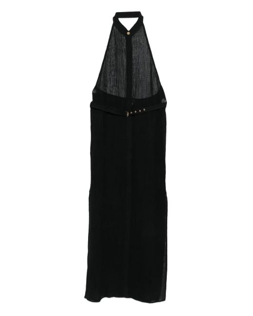LeKasha Black Jabal Halterneck Belted Midi Dress