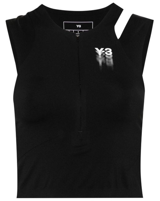 T-shirt sportiva con stampa crop di Y-3 in Black