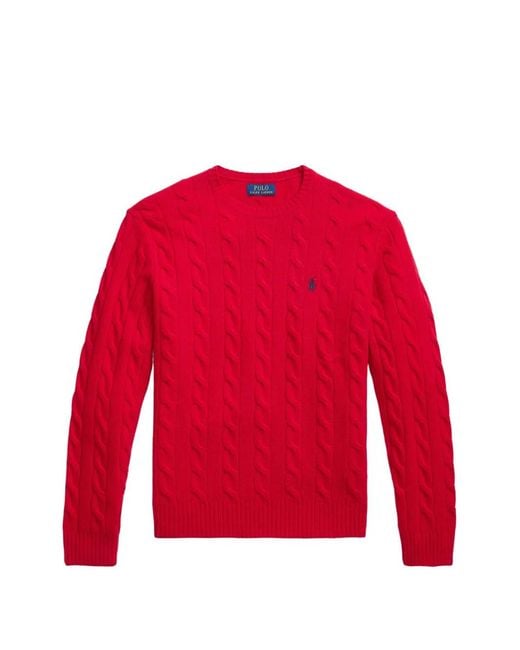 Polo Ralph Lauren Red Pull En Maille Torsadée for men