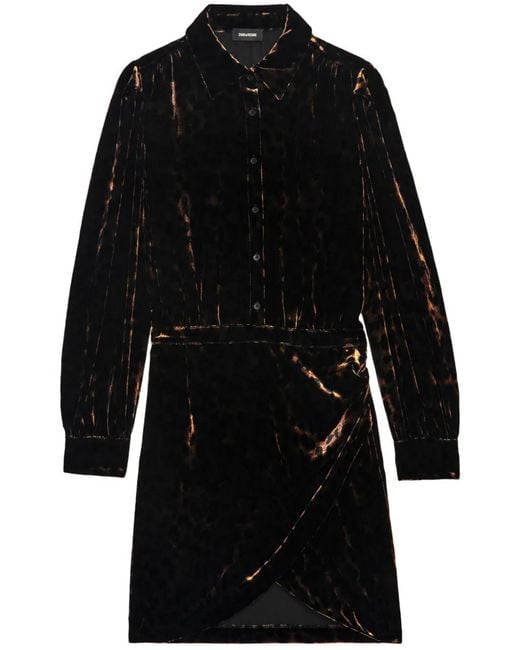 Zadig & Voltaire Black Rulipe Velvet Shirt Dress