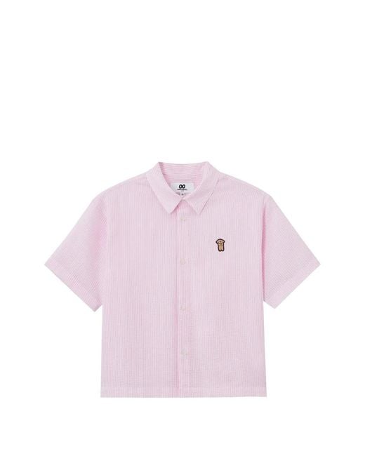 Chocoolate Pink Short-Sleeved Striped Shirt