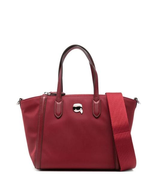 Karl Lagerfeld Red Logo-Plaque Tote Bag
