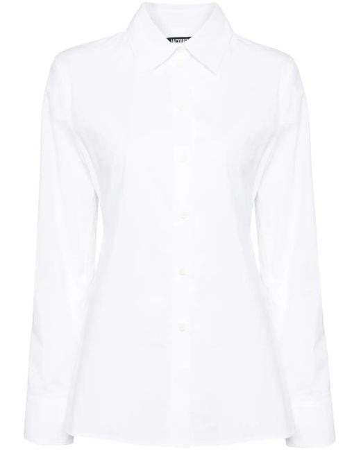 Jacquemus White Blouse With Cut-Out Detail And Adjustable Waistband