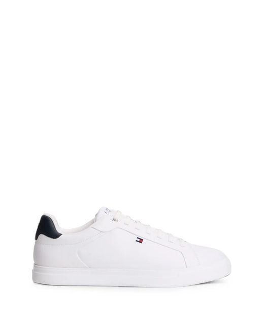 Tommy Hilfiger White Logo-Patch Lace-Up Sneakers for men