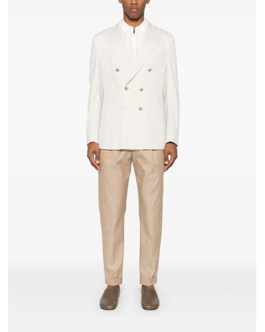 Eleventy White Double-Breasted Blazer for men