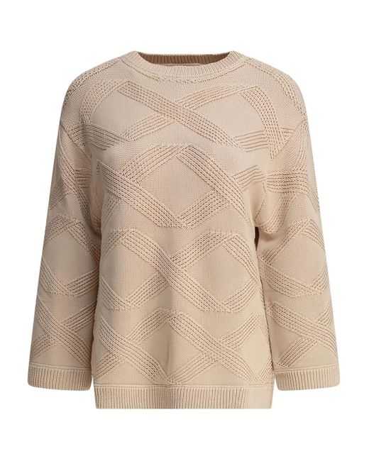 Loulou Natural Diamond-Pattern Cotton Sweater
