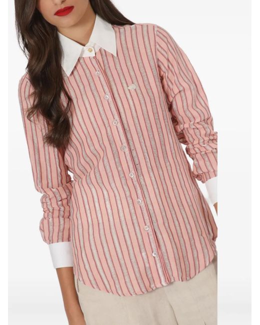 Lethicia Bronstein Pink Gestreiftes Hemd mit Stickerei