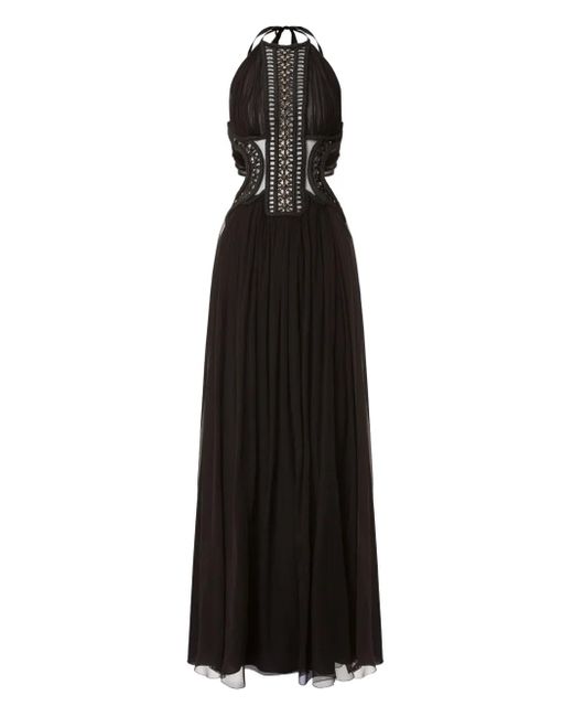 Alberta Ferretti Black Besticktes Tüllkleid