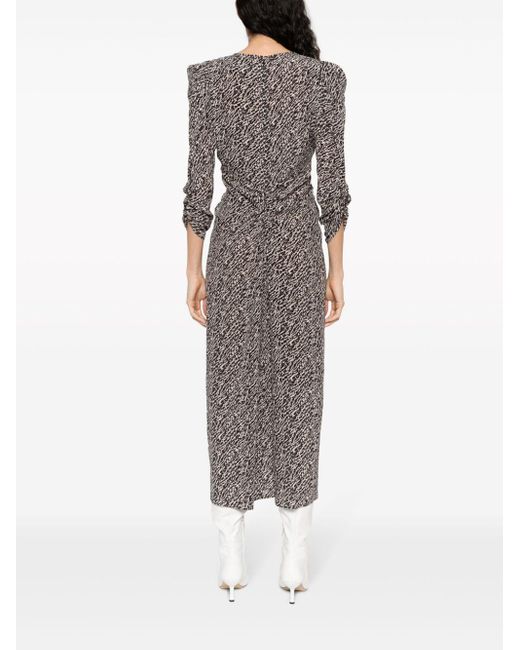 Isabel Marant Gray Albini Abstract-print Midi Dress