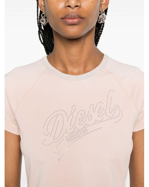 DIESEL T-vincie ラインストーン Tシャツ Pink
