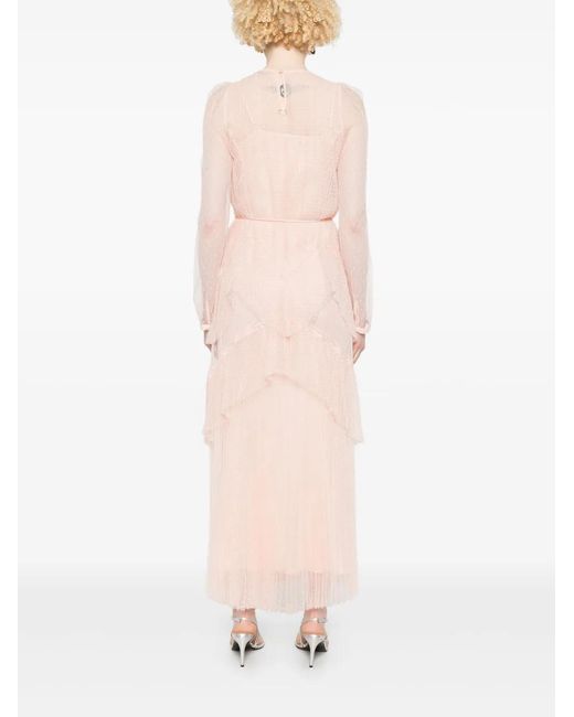 Twinset Pink Pleated Tulle Maxi Dress