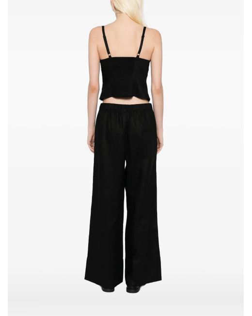 Reformation Black Eva Linen Top