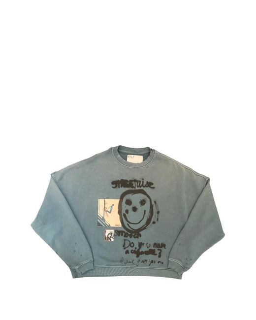 PALY Gray Airbrush-Print Distressed Sweatshirt for men