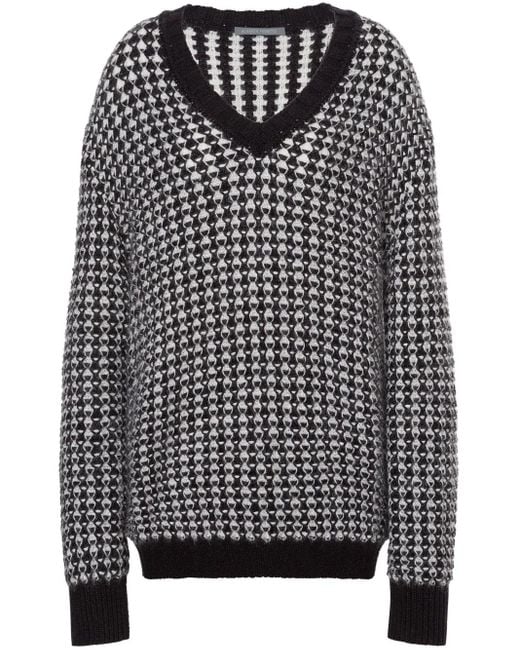 Alberta Ferretti Black Pullover Mit Intarsienmuster
