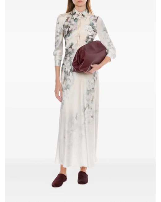 Alberta Ferretti White Satin Maxi Skirt