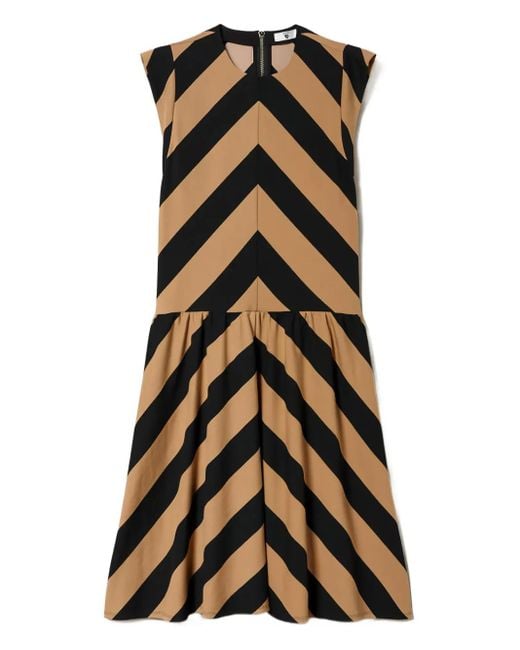 Twinset Black Chevron-Print Midi Dress