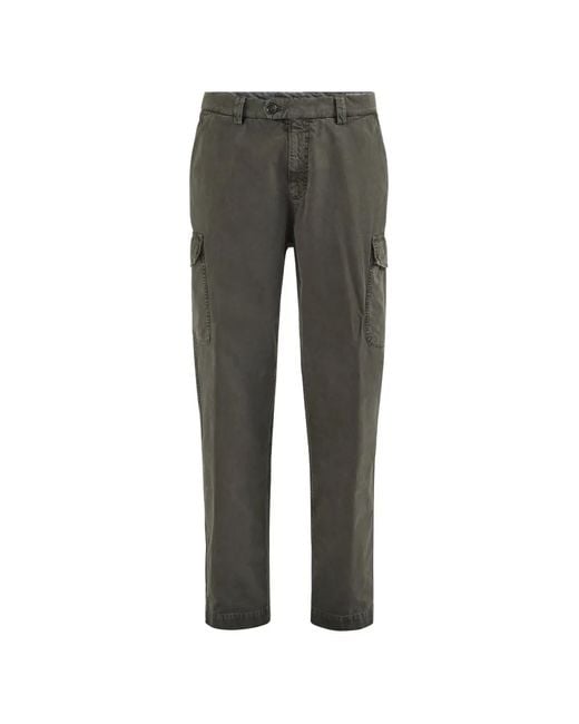 Brunello Cucinelli Gray Peached Cotton Gabardine Trousers With Cargo Pockets for men