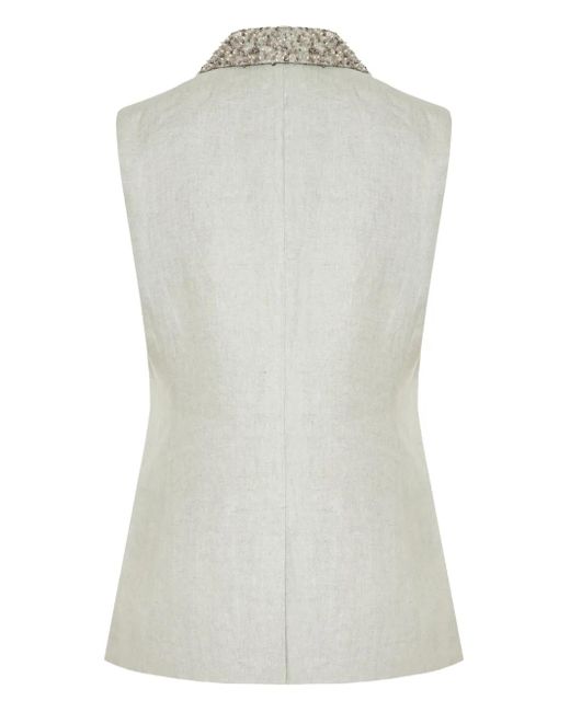 Barba Napoli White Collar-Embellished Waistcoat