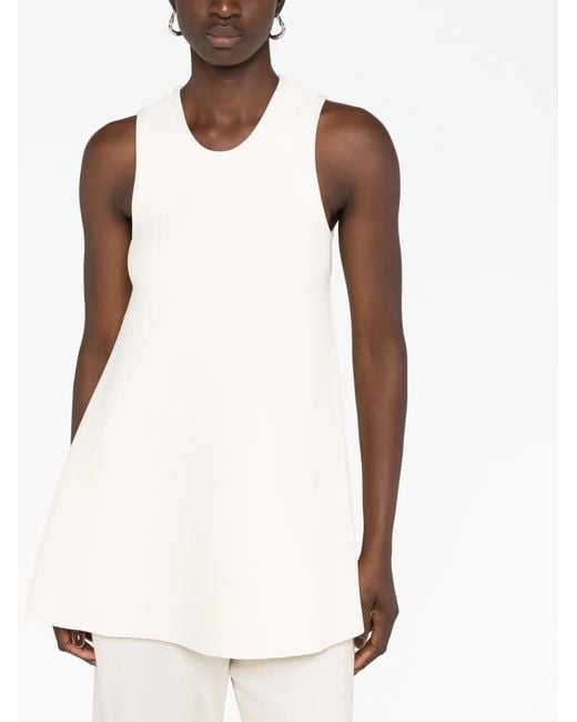 Jil Sander White Cropped-Detail Sleeveless Blouse
