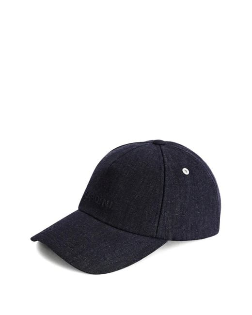 Lardini Blue Embossed-Logo Denim-Effect Baseball Cap for men