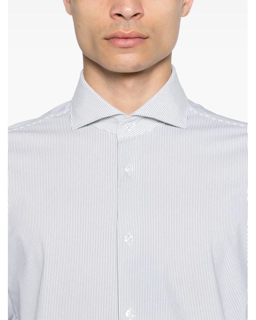Dell'Oglio White Striped Spread-Collar Shirt for men