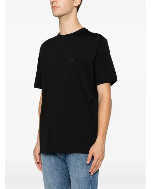 Emporio Armani Black T-Shirt À Logo Brodé for men