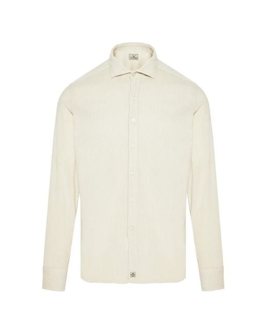 Sonrisa White Corduroy-Texture Long-Sleeve Shirt for men