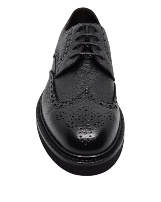 Henderson Black Leather Derby Shoes for men