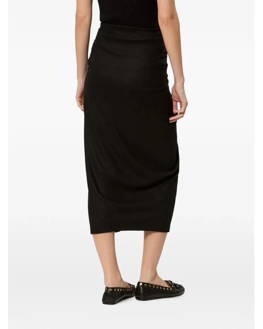 Isabel Marant Black Draped Knot-Detail Midi Skirt