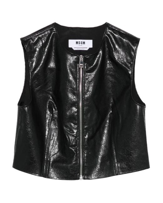 Top sin mangas con cremallera MSGM de color Black