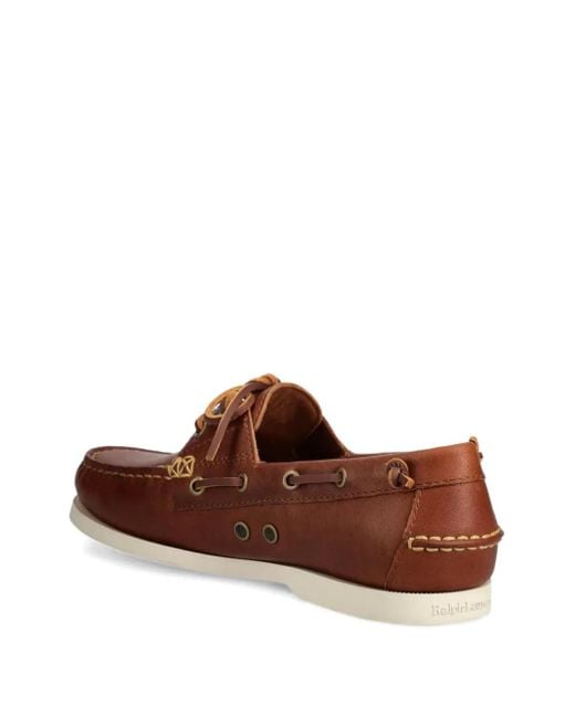 メンズ Polo Ralph Lauren レザー デッキシューズ Brown