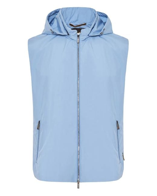 Moorer Blue Zip-Up Gilet for men