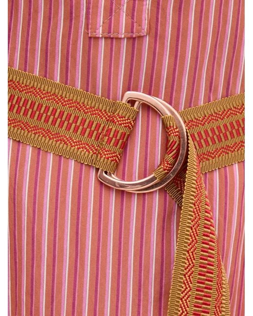 La Petite Francaise Pink Reda Striped Chest-Pocket Midi Shirt Dress