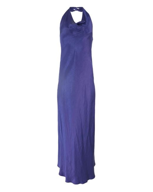 Vince Purple Cowl-Neck Halter Dress