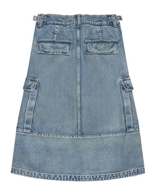 Balenciaga Blue Cargo Denim Midi Skirt