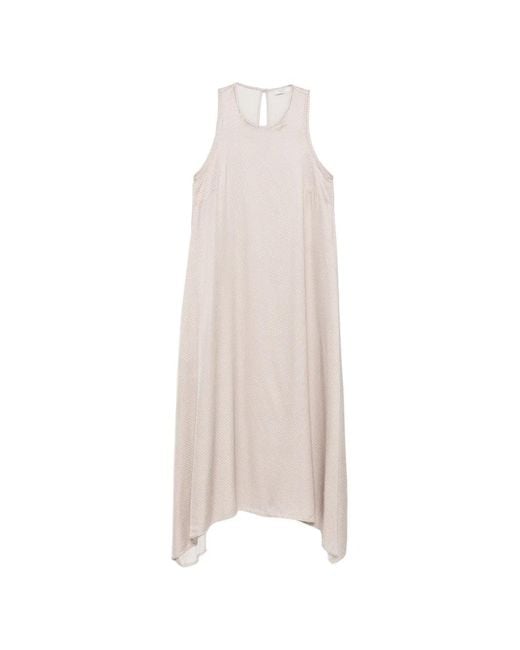 Peserico White Robe Asymétrique Marta À Imprimé Géométrique