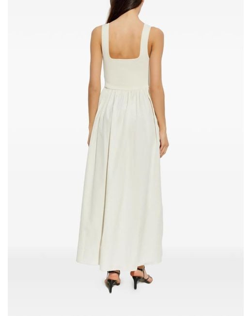 Matteau White Robe En Coton À Design Sans Manches Et Jupe Froncée