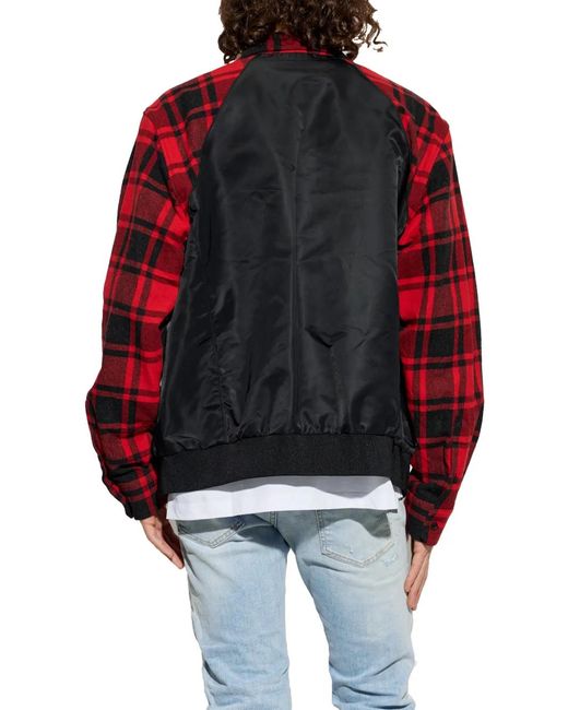 DSquared² Red Hybrid Logo-Patch Shirt Jacket for men