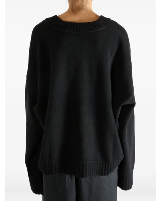 Ziggy Chen Black V-Neck Wool Sweater