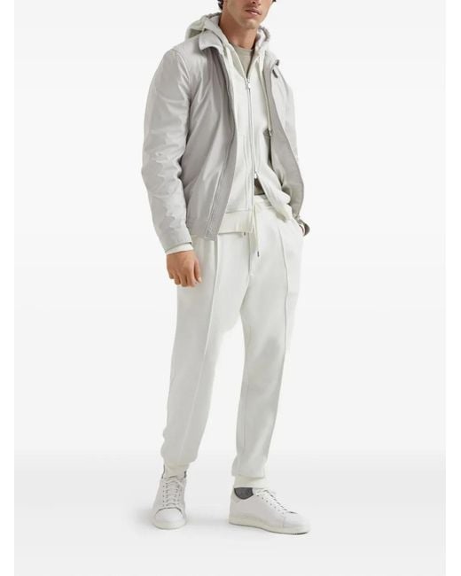 Brunello Cucinelli White Drawstring Track Pants for men