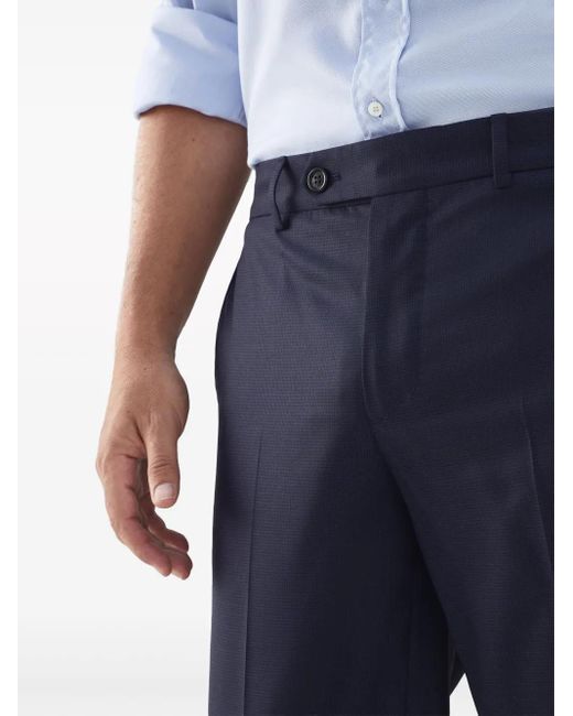 Brunello Cucinelli Blue Tapered-Leg Wool Trousers for men