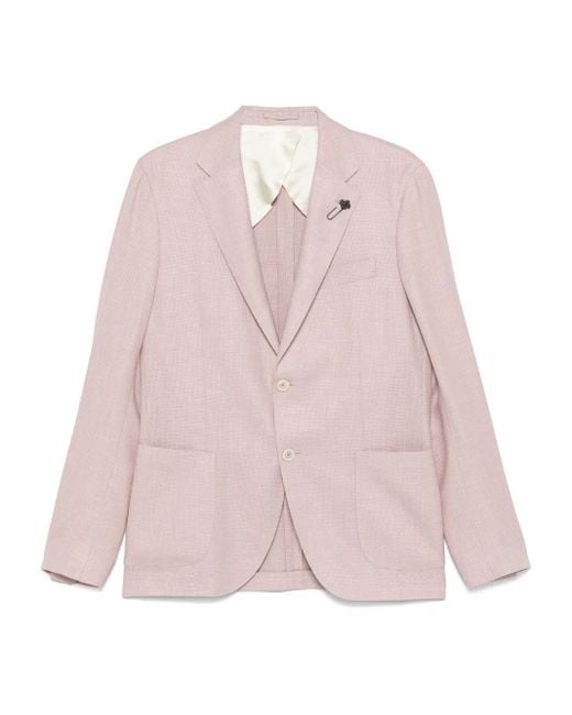 メンズ Lardini バスケットウィーブ ジャケット Pink