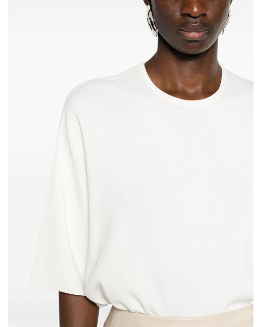 Frankie Shop White Lenny T-Shirt mit überschnittenen Schultern