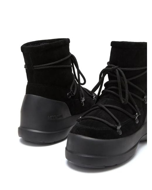 Moon Boot Black Luna Lace-Up Suede Boots